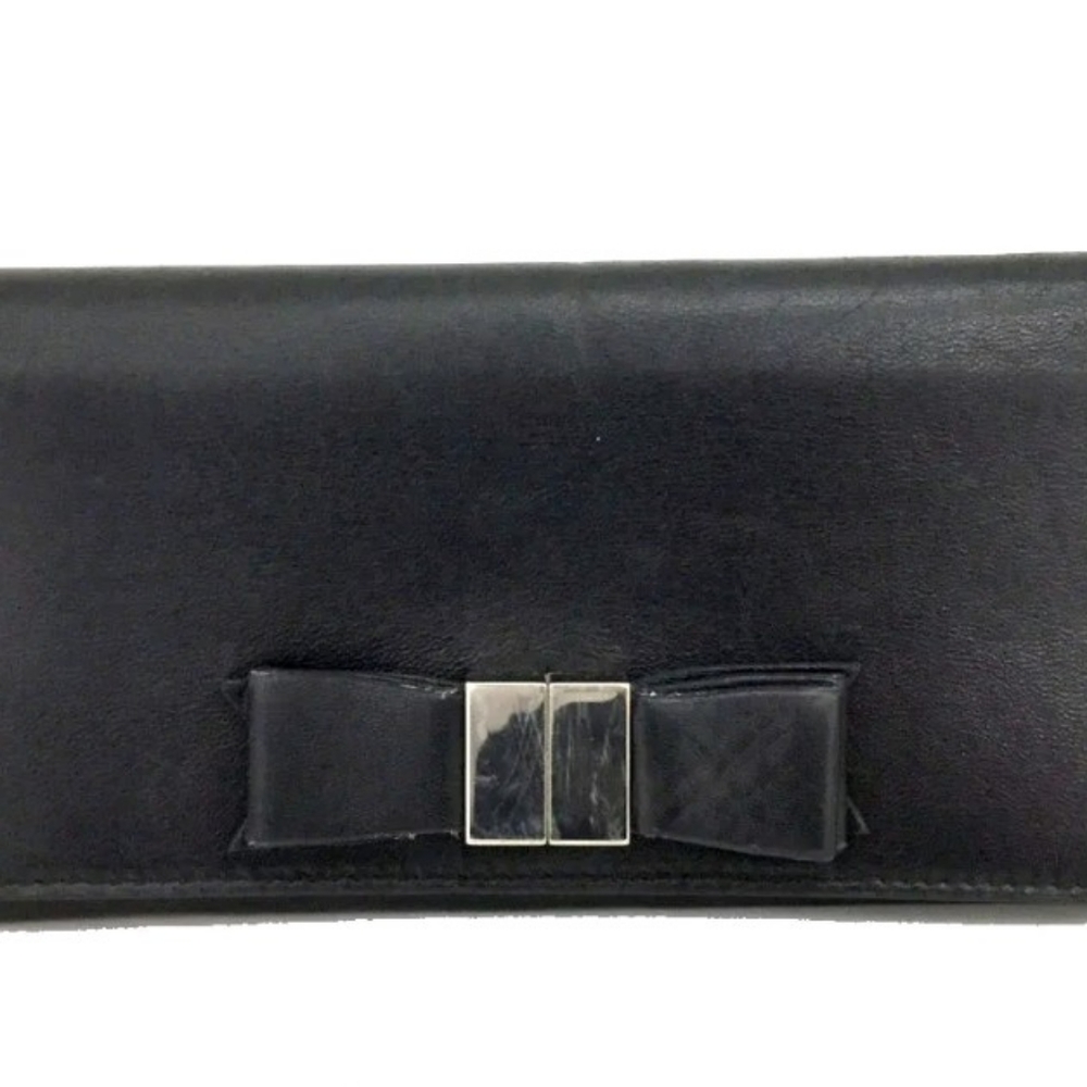 BALENCIAGA Ribbon Black Leather Long Bifold Wallet. Offers Welcome!!